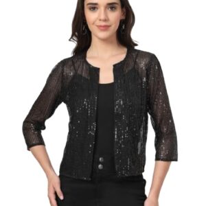 Style Quotient Black on Black Sequins Shrug