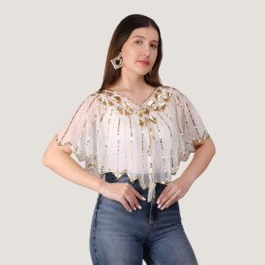 AURORA GOLD SEQUIN SHEER CROP TOP