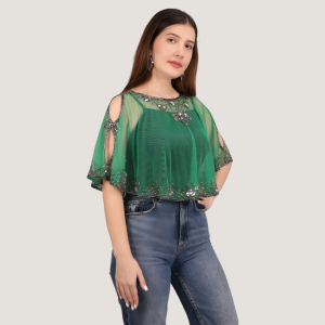 EMERALD ROYALE EMBELLISHED CAPE TOP